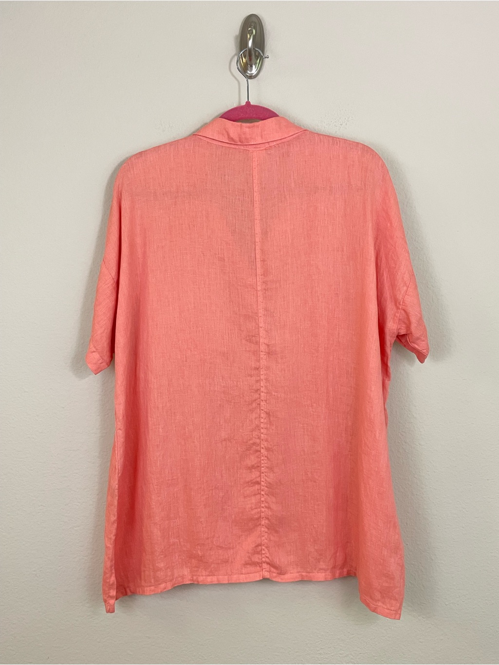 Becasa Coral Oversized Linen Polo Top Size Small — image 5 of 5